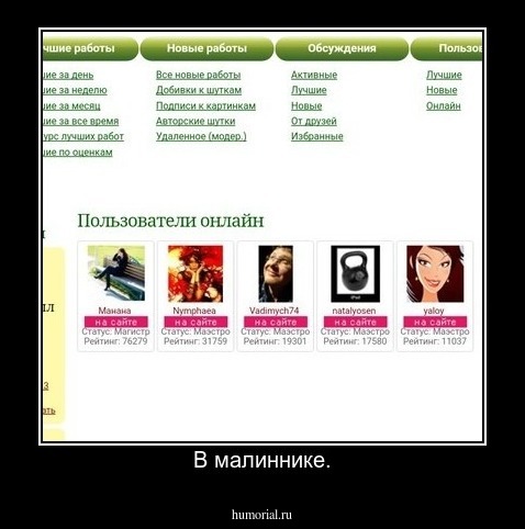 В малиннике.