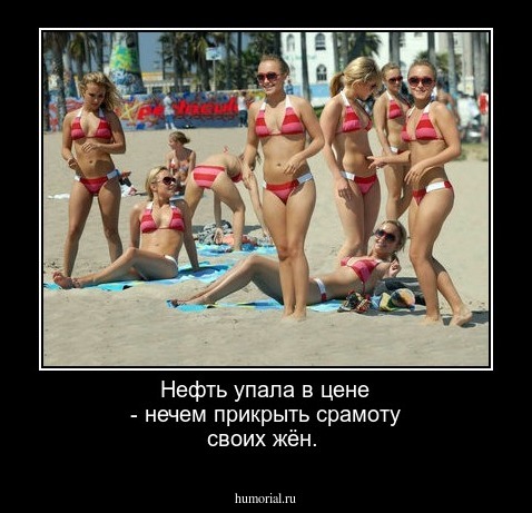 Нефть упала в цене  - нечем прикрыть срамоту своих жён.