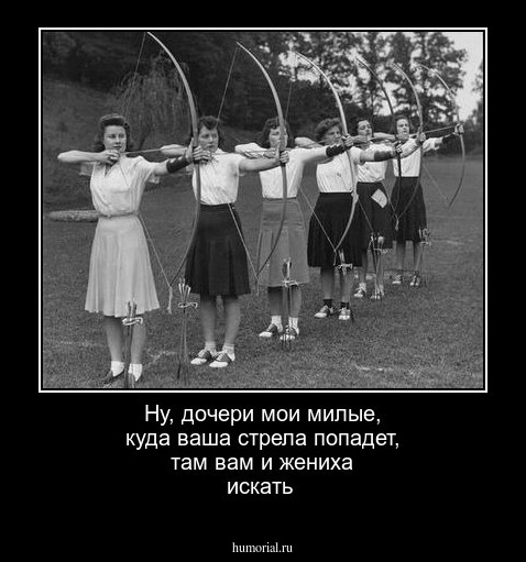 Ну, дочери мои милые, куда ваша стрела попадет, там вам и жениха искать