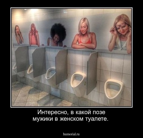 Интересно, в какой позе мужики в женском туалете.  