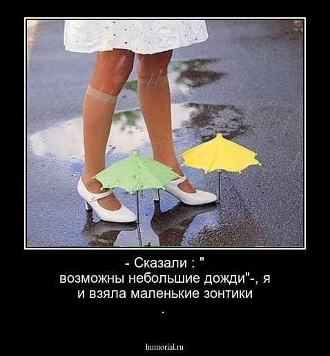 - Сказали : " возможны небольшие дожди"-, я и взяла маленькие зонтики .