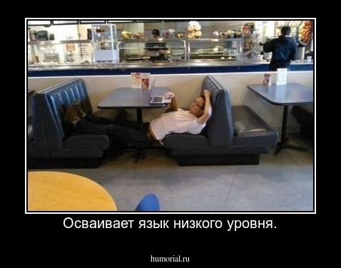Осваивает язык низкого уровня.