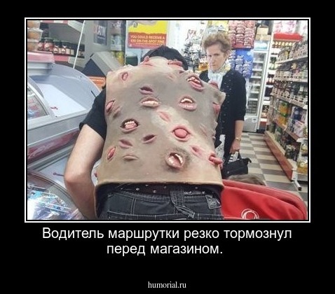 Водитель маршрутки резко тормознул перед магазином.