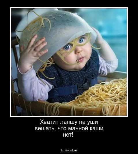 Хватит лапшу на уши вешать, что манной каши нет!  