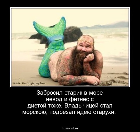 Забросил старик в море невод и фитнес с диетой тоже. Владычицей стал морскою, подрезал идею старухи.