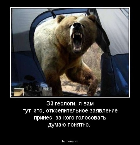 Эй геологи, я вам тут, это, открепительное заявление принес, за кого голосовать думаю понятно. 