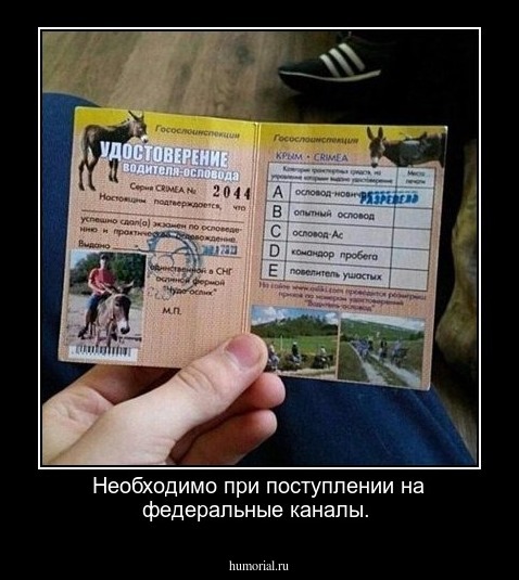 Необходимо при поступлении на федеральные каналы.