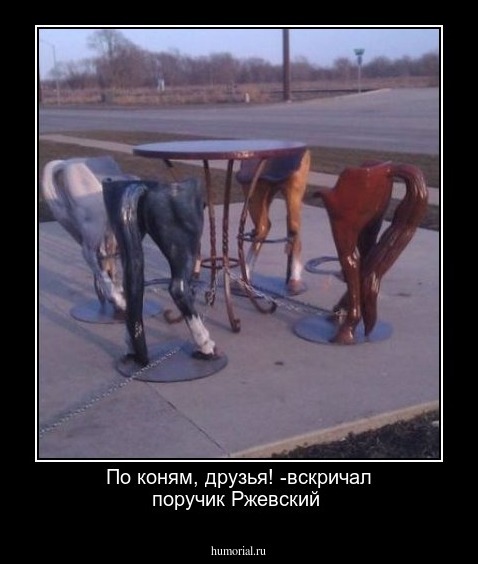 По коням, друзья! -вскричал поручик Ржевский
