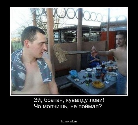 Эй, братан, кувалду  лови! Чо  молчишь, не поймал?