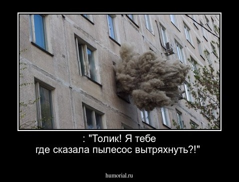 : "Толик! Я тебе где сказала пылесос вытряхнуть?!"