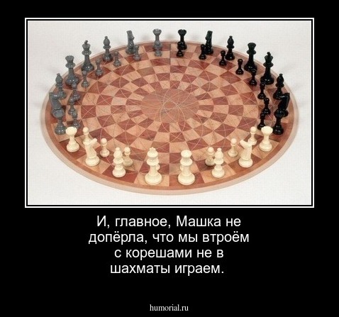 И, главное, Машка не допёрла, что мы втроём с корешами не в шахматы играем.