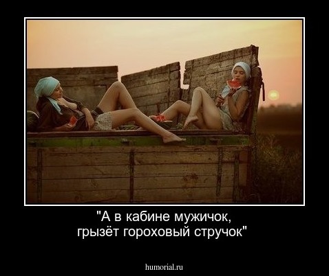 "А в кабине мужичок, грызёт гороховый стручок"