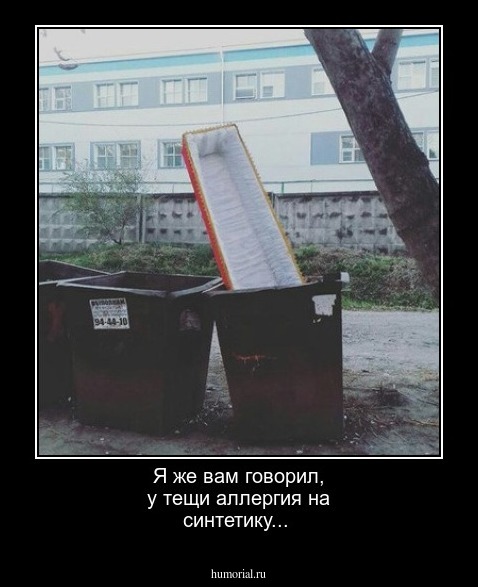 Я же вам говорил, у тещи аллергия на синтетику...