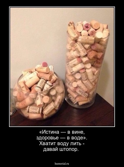 «Истина — в вине, здоровье — в воде». Хватит воду лить - давай штопор.