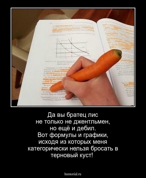 Да вы братец лис не только не джентльмен, но ещё и дебил. Вот формулы и графики, исходя из которых меня категорически нельзя бросать в терновый куст!