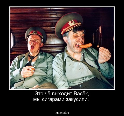 Это чё выходит Васёк, мы сигарами закусили.    