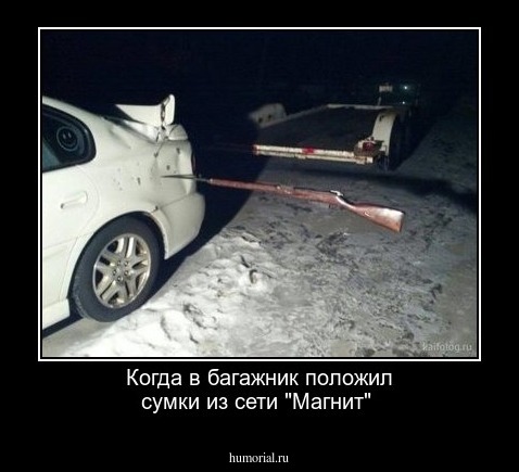 Когда в багажник положил сумки из сети "Магнит"