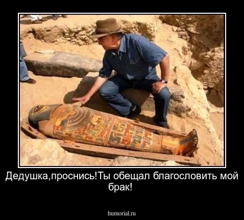 Дедушка,проснись!Ты обещал благословить мой брак!