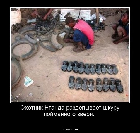 Охотник Нтанда разделывает шкуру пойманного зверя.