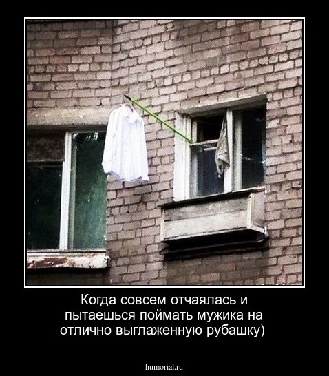 Когда совсем отчаялась и пытаешься поймать мужика на отлично выглаженную рубашку) 
