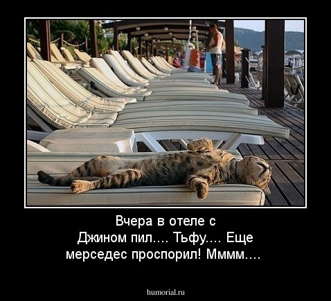 Вчера в отеле с Джином пил....

Тьфу.... Еще мерседес проспорил! Мммм....
