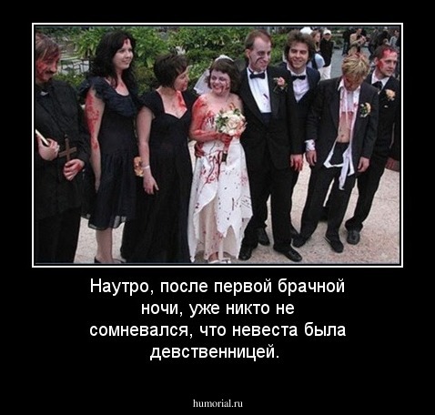 Наутро, после первой брачной ночи, уже никто не сомневался, что невеста была девственницей.