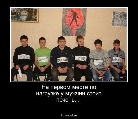 На первом месте по нагрузке у мужчин стоит печень...