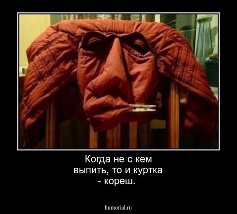 Когда не с кем выпить, то и куртка - кореш.