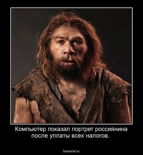 Компьютер показал портрет россиянина после уплаты всех налогов.