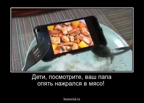 Дети, посмотрите, ваш папа опять нажрался в мясо!