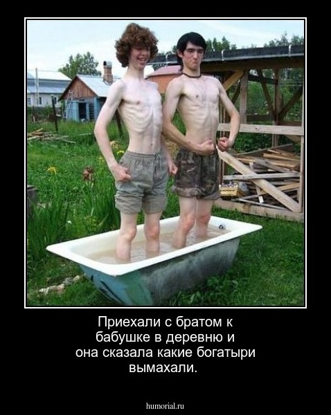 Приехали с братом к бабушке в деревню и она сказала какие богатыри вымахали.