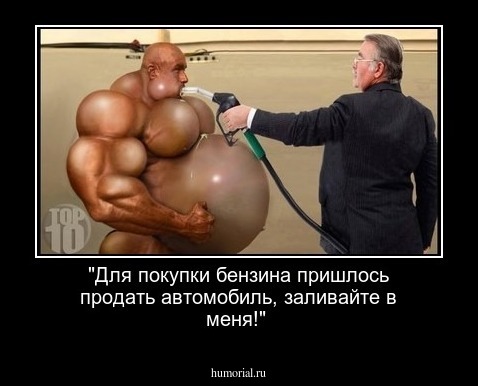 "Для покупки бензина пришлось продать автомобиль, заливайте в меня!"