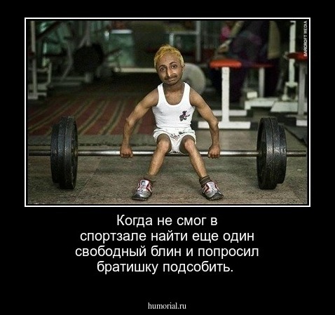 Когда не смог в спортзале найти еще один свободный блин и попросил братишку подсобить.
