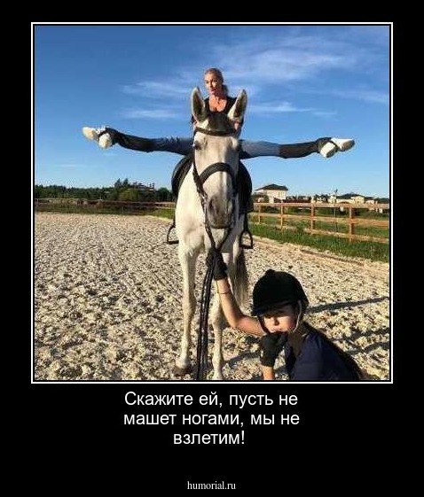 Скажите ей, пусть не машет ногами, мы не взлетим!