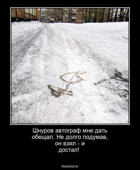 Шнуров автограф мне дать обещал. Не долго подумав, он взял - и достал!  