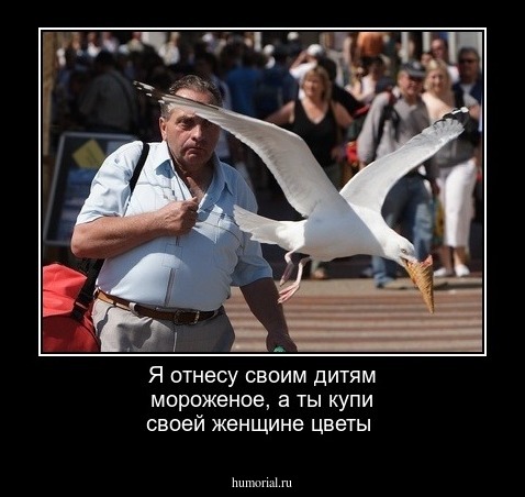Я отнесу своим  дитям   мороженое,  а ты   купи  своей женщине  цветы