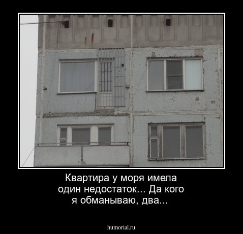 Квартира у моря имела один недостаток...
Да кого я обманываю, два...