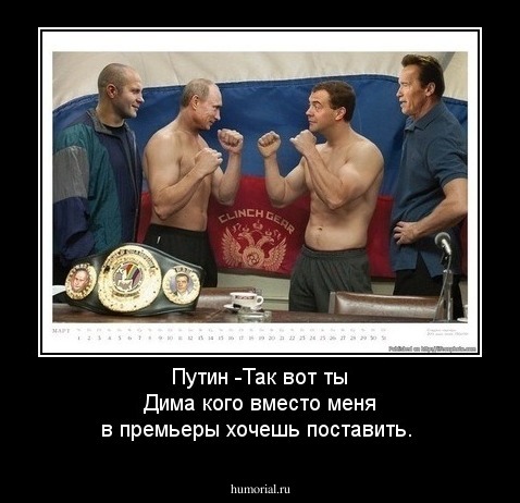 Путин -Так вот ты Дима кого вместо меня в премьеры хочешь поставить.