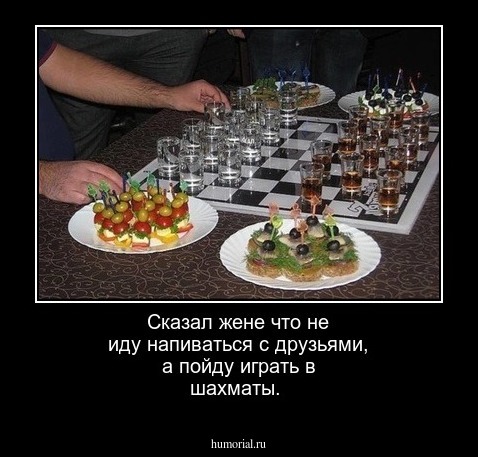 Сказал жене что не иду напиваться с друзьями, а пойду играть в шахматы.