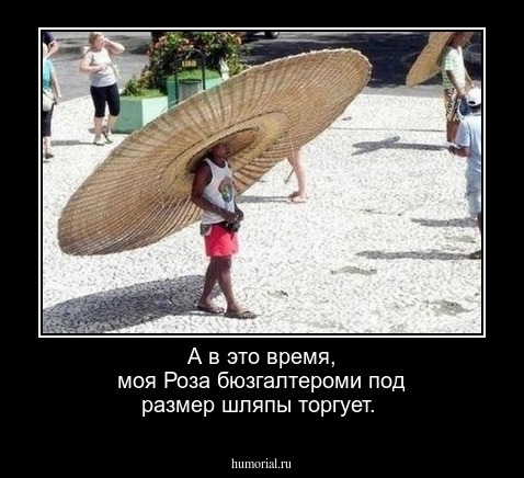 А в это время, моя Роза бюзгалтероми под размер шляпы торгует. 