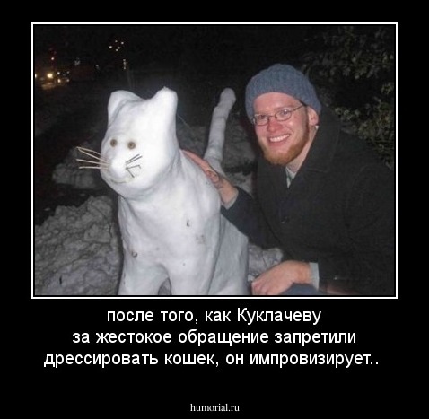после того, как Куклачеву за жестокое обращение запретили дрессировать кошек, он импровизирует..