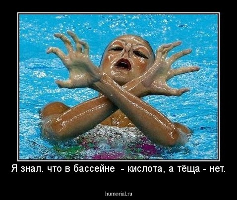 Я знал. что в бассейне  - кислота, а тёща - нет.