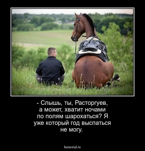 - Слышь, ты, Расторгуев, а может, хватит ночами по полям шарохаться? Я уже который год выспаться не могу. 