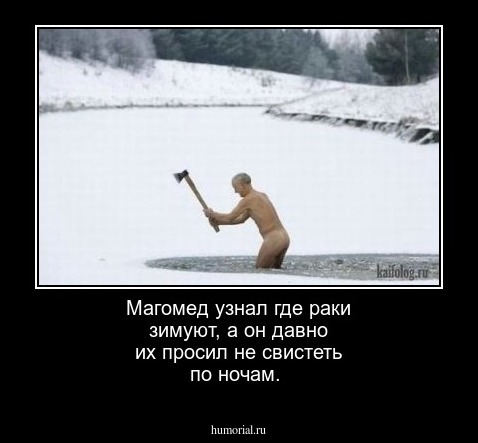 Магомед узнал где раки зимуют, а он давно их просил не свистеть по ночам.