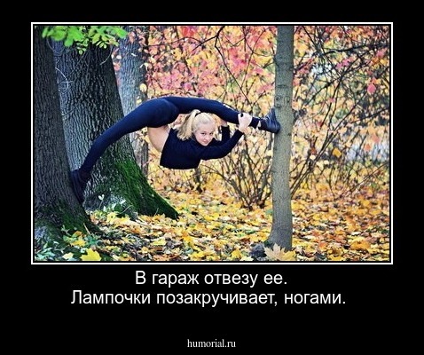 В гараж отвезу ее. Лампочки позакручивает, ногами.