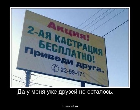 Да у меня уже друзей не осталось.     
