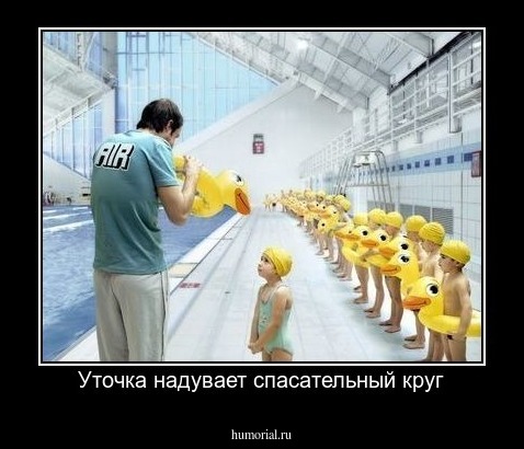 Уточка надувает спасательный круг