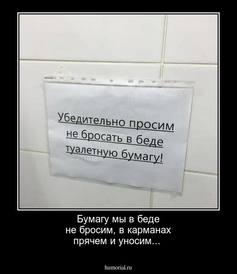 Бумагу мы в беде не бросим, в карманах прячем и уносим...