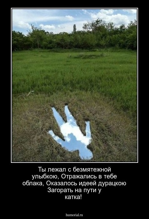 Ты лежал с безмятежной улыбкою,
Отражались в тебе облака,
Оказалось идеей дурацкою
Загорать на пути у катка!