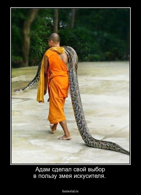 Адам сделал свой выбор в пользу змея искусителя. 